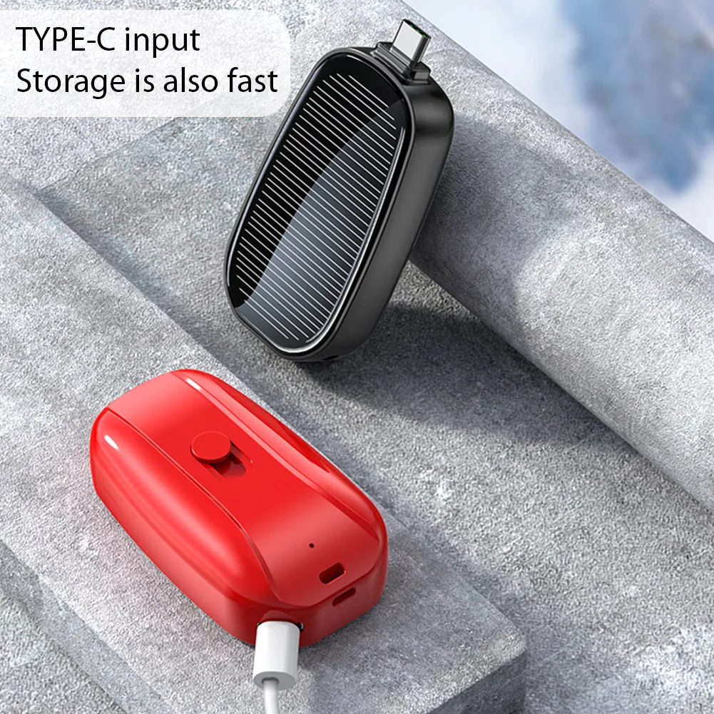 Solar Power Keychain Phone Charger 1200mAh Portable Type-C