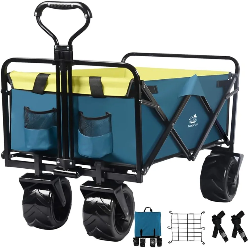 

Foldable heavy-duty beach cart outdoor folding utility program camping garden cart with universal wheels and adjustable handle