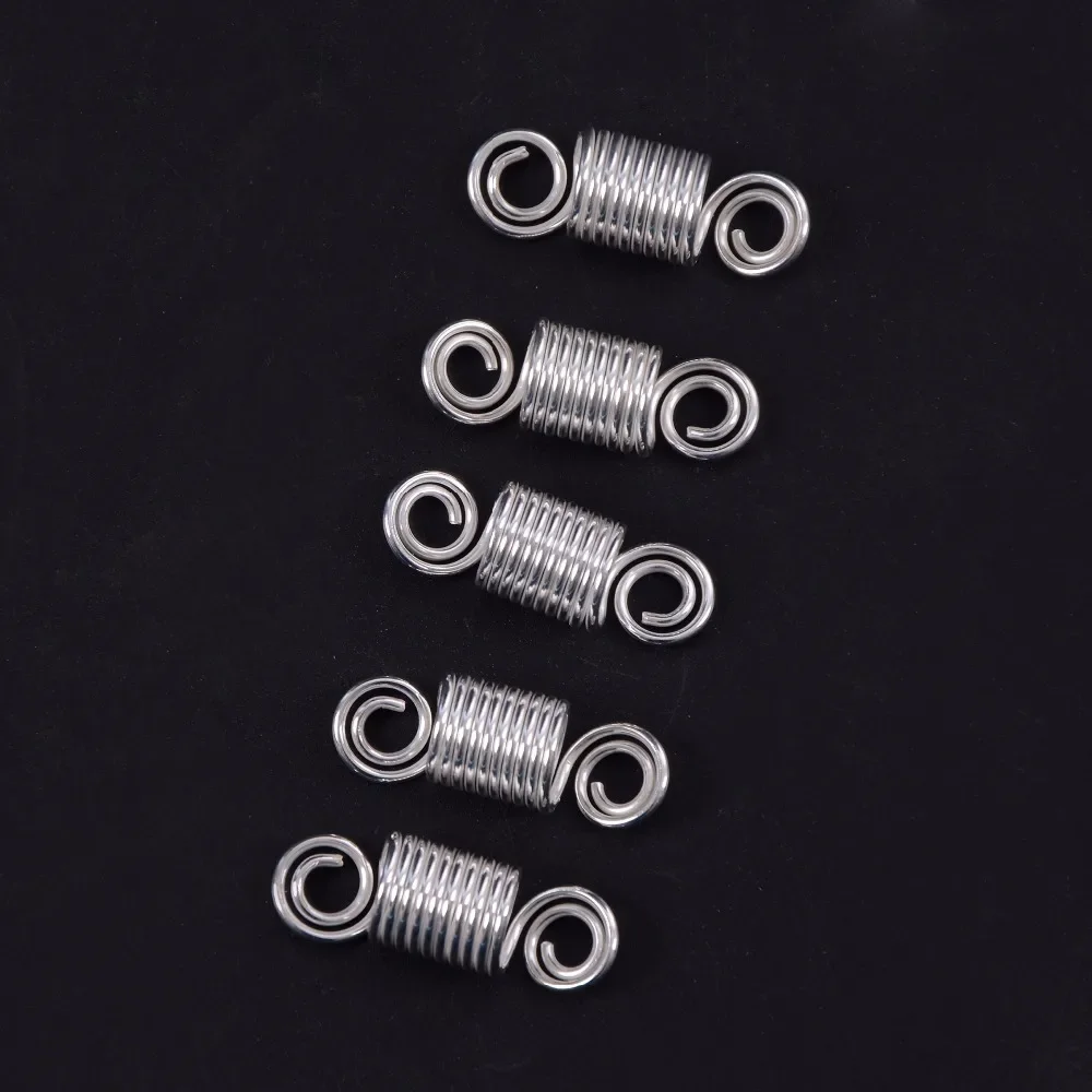 인기상품 50개입 10랩 드레드락 비즈 헤어 브레이드 커프 클립 8mm 스파이럴 모양 링 튜브 DIY 참 헤어 익스텐션 도구
