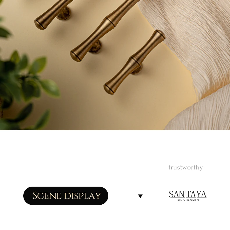 antique brass cabinet pull solid brass bamboo shape