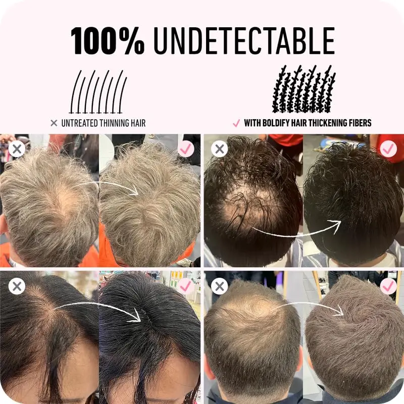 Hair Building Fibers Hair Building Powder Fill In Fine Thinning Hair Instantly Thicker Fuller Looking Fiber Applicator Pump for Men or Women