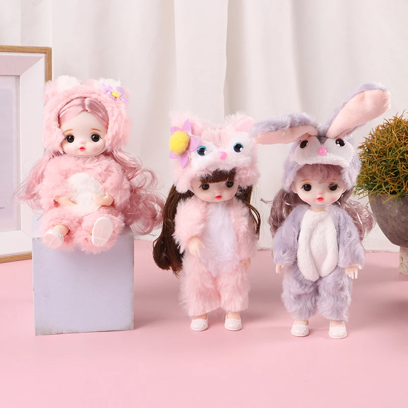 Doll Girl Toy Mini Doll Movable Joint Baby 3d Beautiful Toys For Girl Clothes Dress Up 1/12 Fashion 17cm Gift 1PC