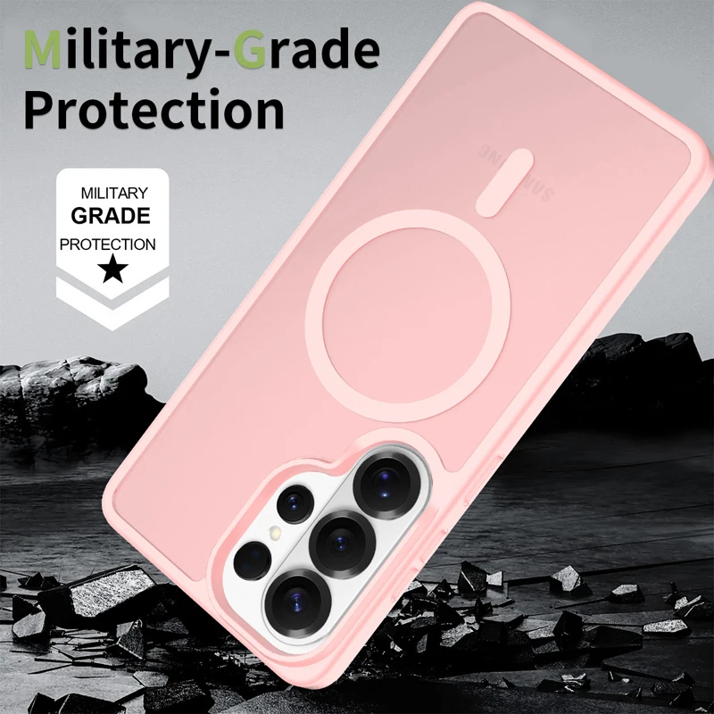 Magnetic Attraction Shockproof Matte Phone Case - Semi-Transparent, Skin Feel, Hard PC Back Cover