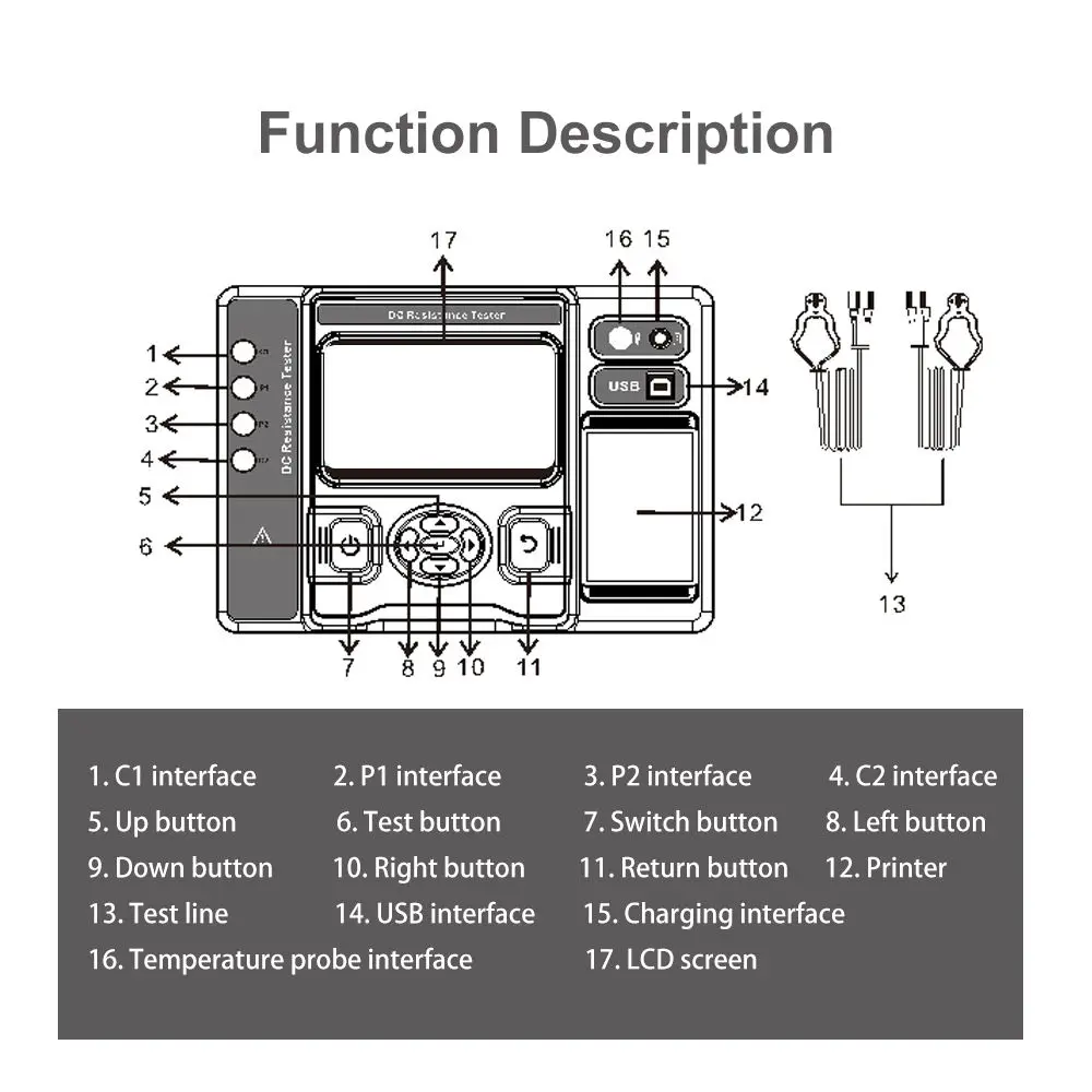 Transformer Four Wire Method DC Resistance Tester USB Bluetooth Function DC Resistance Tester 20A