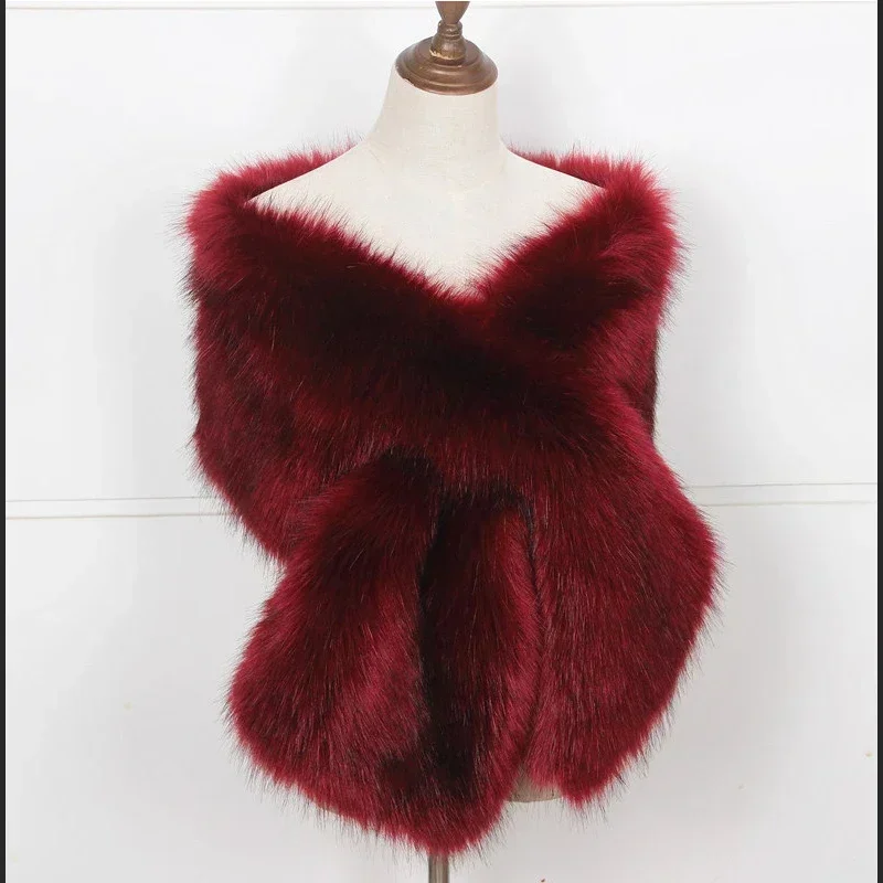 Sciarpa invernale da donna in finta pelliccia di volpe soffice collo scialle 180cm extra lungo regina avvolgere sciarpa imitato pelliccia elegante accessorio per matrimoni, serate, feste calde