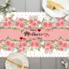 Happy Mother's Day Rose Flower Linen Table Runner Party Decor I Love Mom Kitchen Dining Table Runner Mother's Day Decorations 4