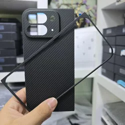 Ultra-Thin Matte Aramid Carbon Fiber Phone Case - Durable Bulletproof Armor for Pixel 9 Pro Fold (600D Black)