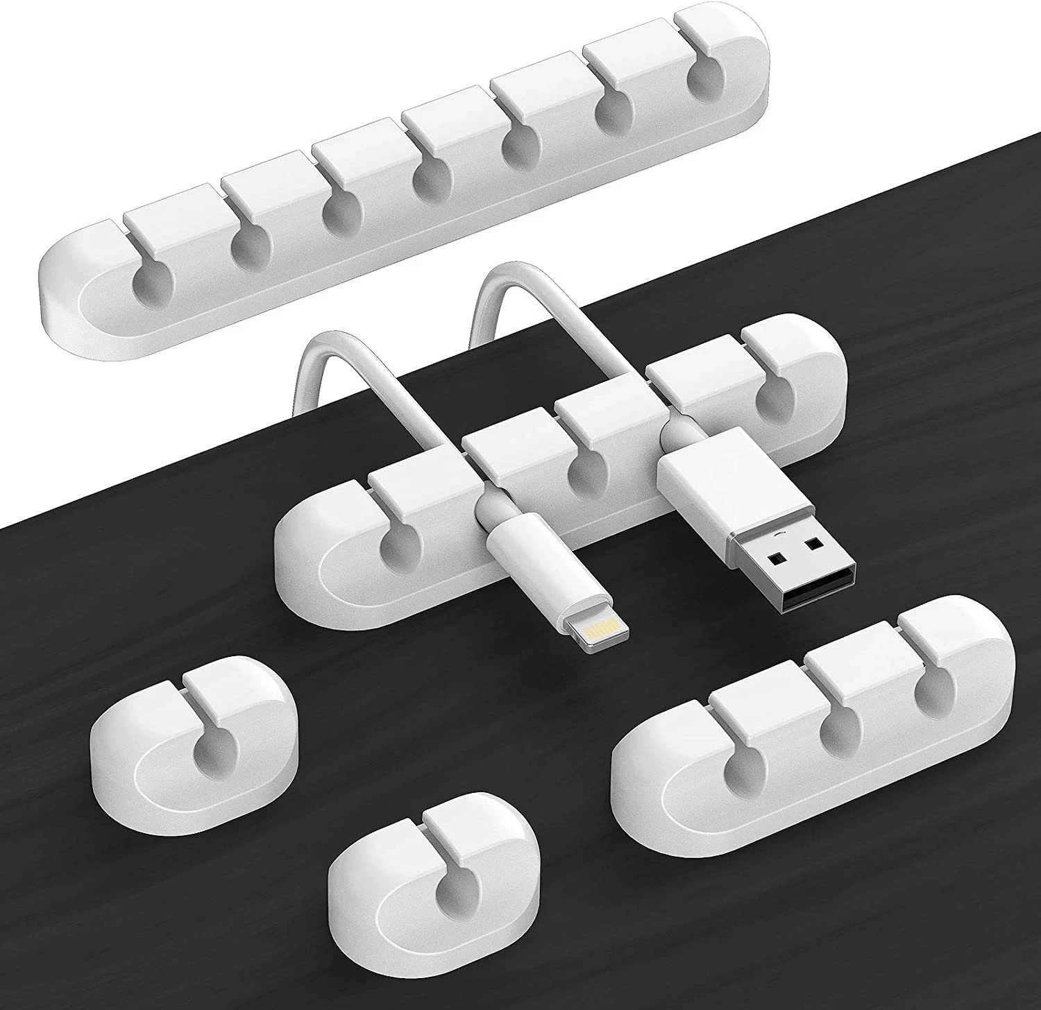 Organizador de cables de silicona, enrollador de cables USB, Clips de gestión autoadhesivos para ratón, teclado, auriculares para iPhone y Huawei