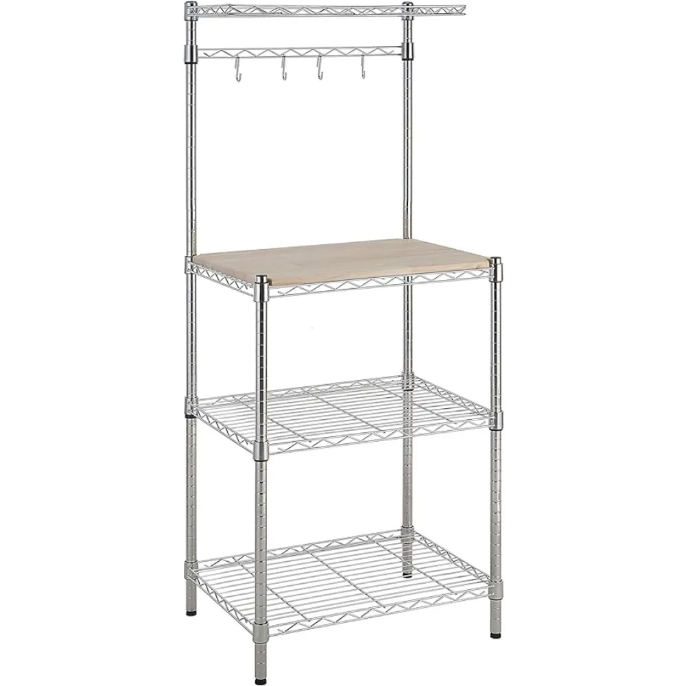 

Kitchen Storage Baker's Rack with Removable Top, Chrome/Beige, 18"D x 24" W x 59"H, organizer kitchen