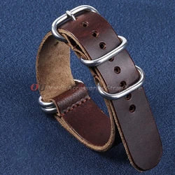 Vintage Genuine Leather Watch Bands - Premium Adjustable Replacement Accessories - 22mm (Brown)