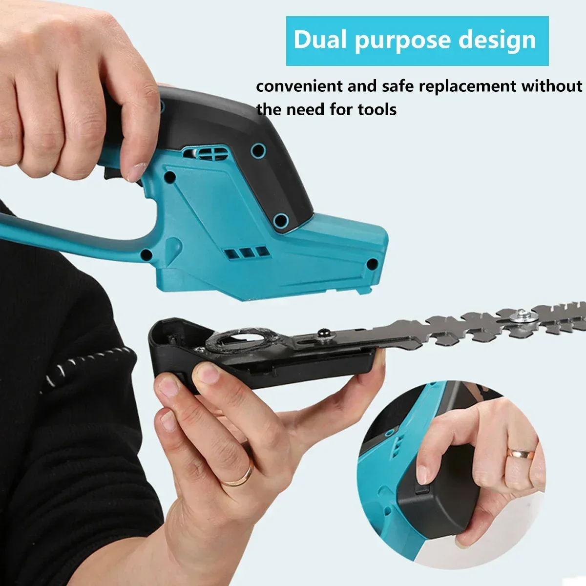 18V Mini Cordless Hedge Cutter Grass Trimmer Grass Shear Shrubber Handheld Trimmer Compatible For BL1830 1840 1850 1860 battery 5