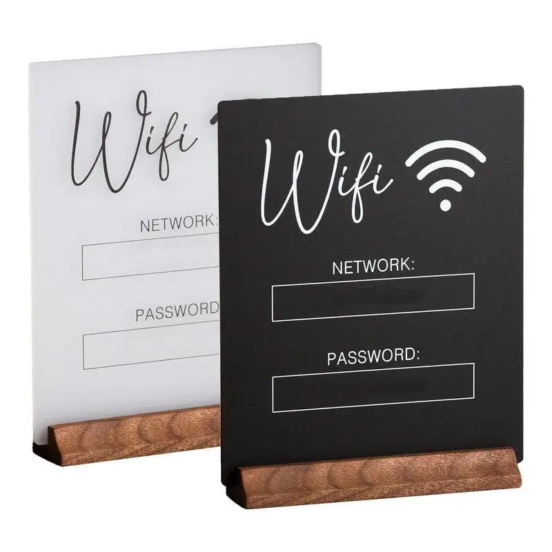 

Wifi Password Frosted Acrylic Sign With Wooden Base Restaurant Wifi Sign For Handwrite Account And Password Public Place