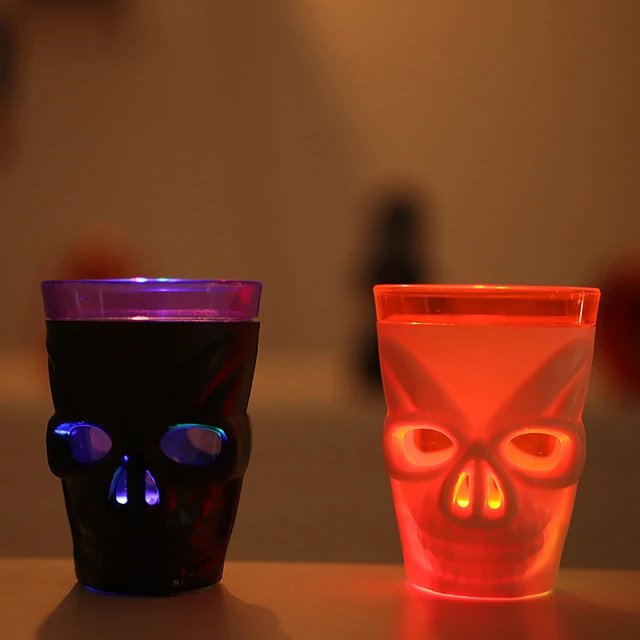 Gobelet à Vin Lumineux avec Tête de Mort LED pour Halloween