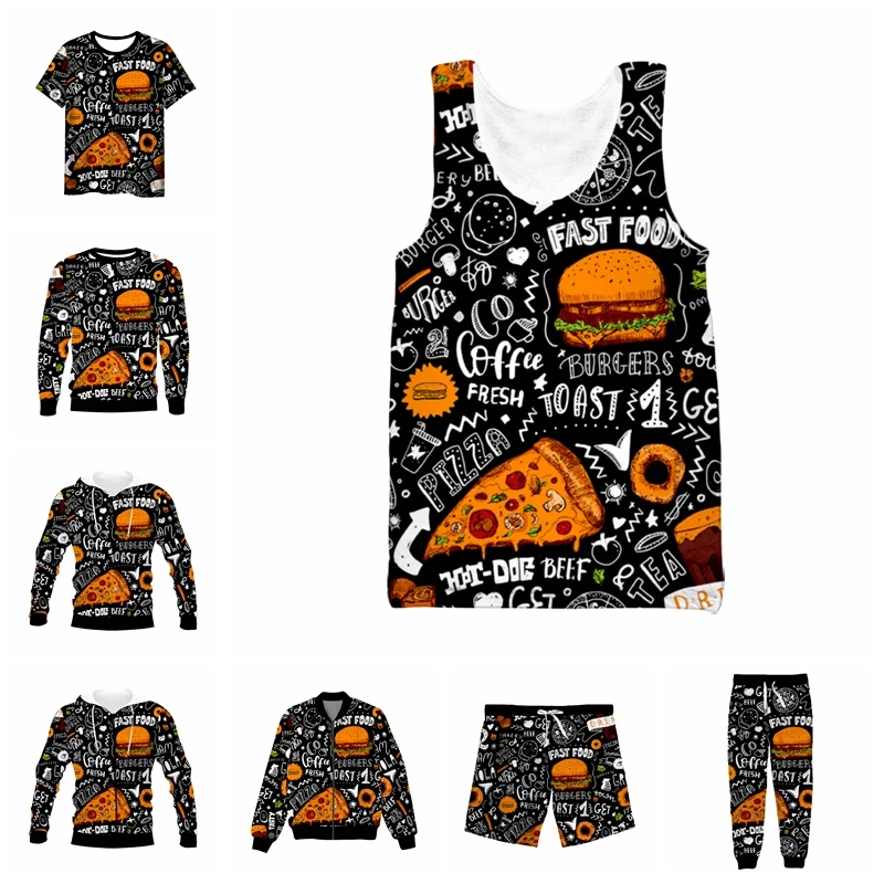 

vitinea New 3D Full Print Fast food T-shirt/Sweatshirt/Zip Hoodies/Thin Jacket/Pants Four Seasons Casual A02