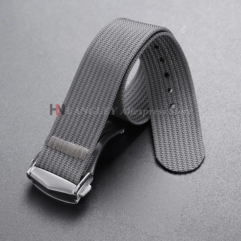 Durable Nylon Waterproof Watch Strap with Folding Buckle - Sporty and Stylish Wristband