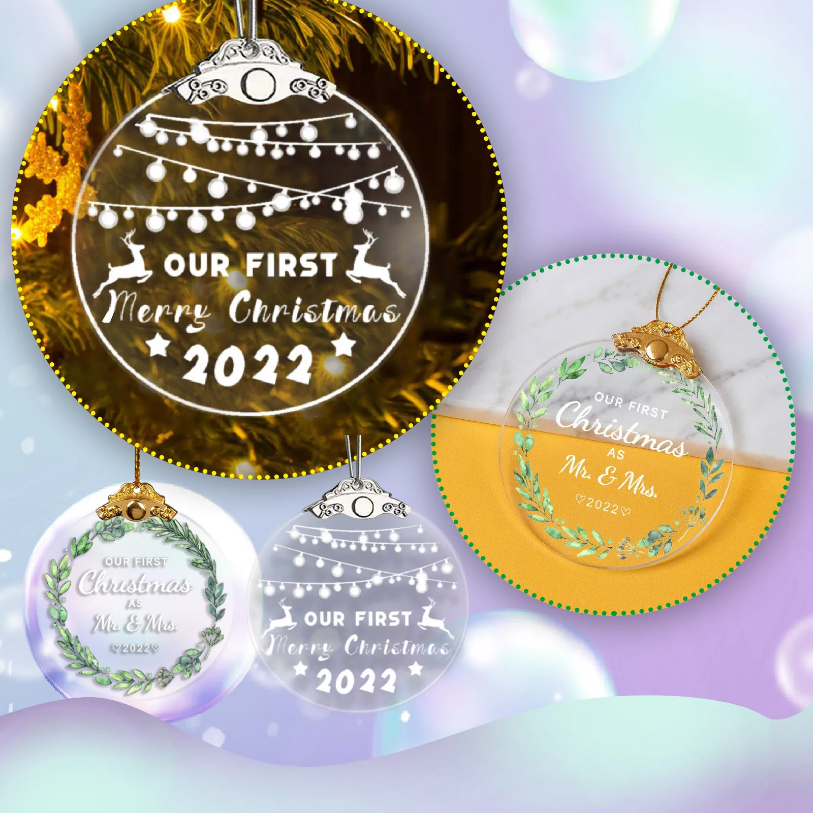 Beaded Garland Lighted Our First Christmas Married Decorated Christmas Tree Pendant In First Ornament Couple