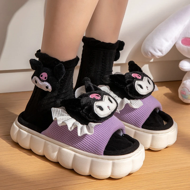 

Sanrio Hello Kitty Home Slippers Kuromi Indoor Seasonal Slippers Women's Non-slip Shoes Cartoon Comfortable Breathable Shoes