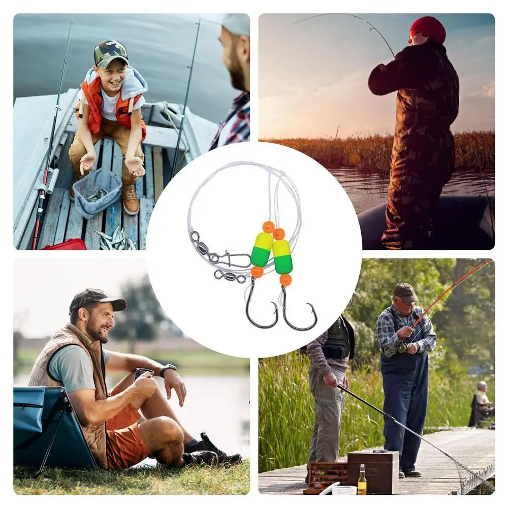 Description Picture 5 of itemSurf Fishing Kit Fishing Rigs With Double Circle Hooks Fishing Bait Rigs With Floats Fishing Beads For Flounder Catfish Dock