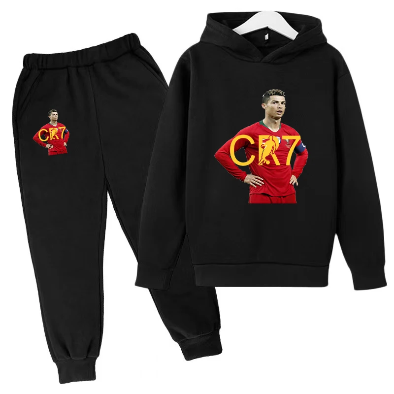 

2024 Clothing New Year Gift Kids 3-12Y Hoodie Top+Pants Boys / Girls Sports Star CR7 Print Jogging Party Casual Coat Sportswear