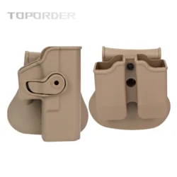 Tactical Pistol Holster with Double Magazine Pocket (Tan)