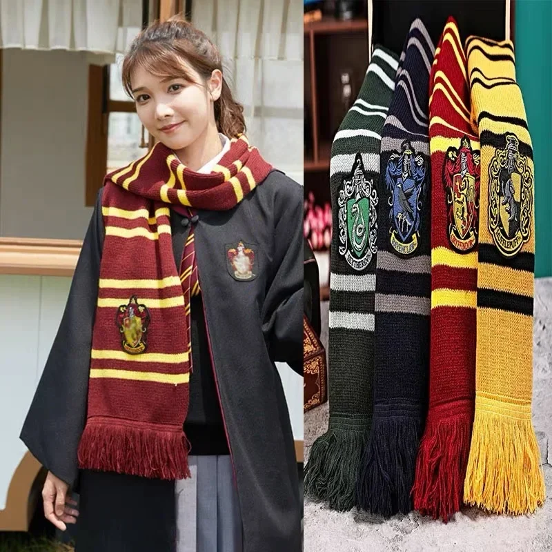 Anime Harries Gryffindor Student Campus CosPlay Scarfs Potters Hufflepuff College Badge Handsome Acrylic Halloween Assembly Gift Scarf accessories