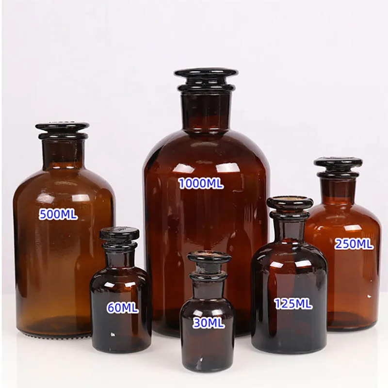 Lab Brown Reagent Bottle Amber Bottle Lead-free High Borosilicate glass with ground-in glass stopper