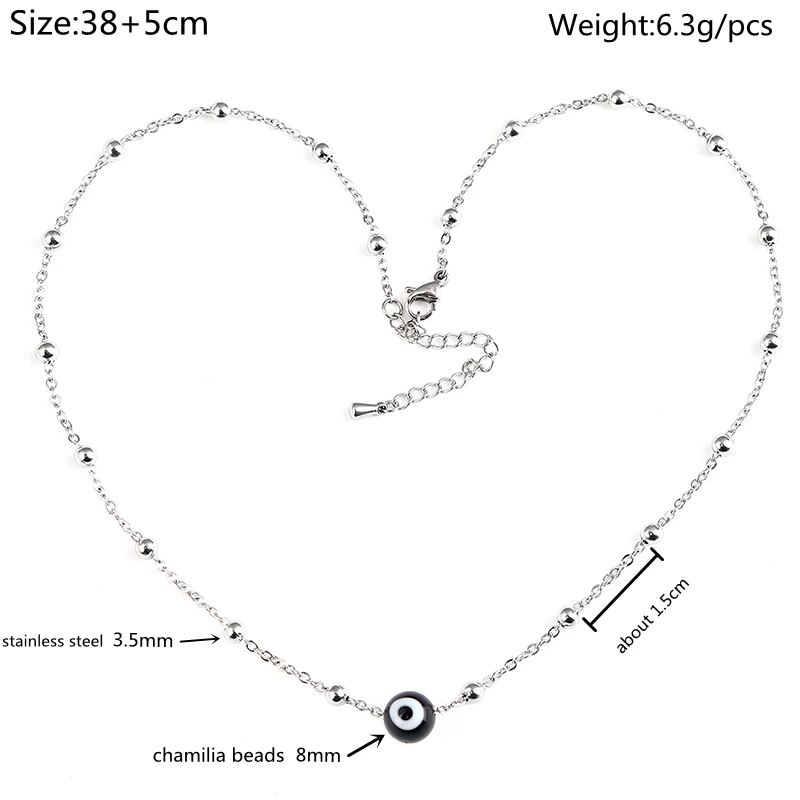 Qualität klassischen französischen Schmuck Damen Geschenk wasserdicht nicht verblassen haltbare Edelstahl Perlenkette Teufels auge Perlenketten – Detail 7