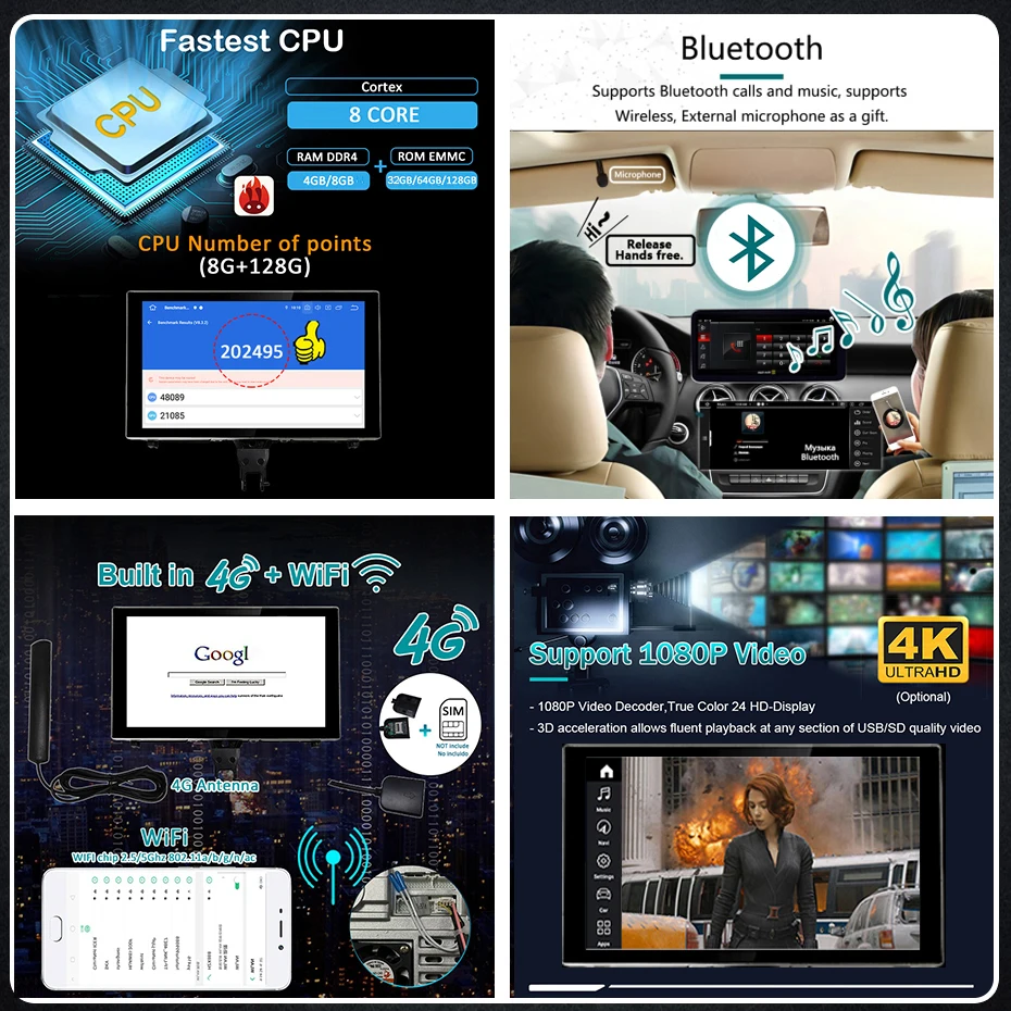 Radio de coche inalámbrico Carplay Android 15 Auto con pantalla de 9 pulgadas para Audi A6 C7 A7 2012-2018, autorradio con 12G 256G, reproductor multimedia y GPS. 6