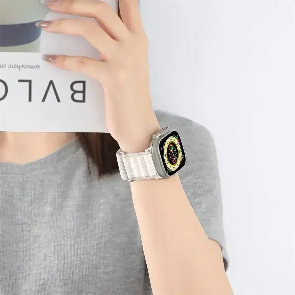 애플워치용 알파인 스트랩 44mm 40mm 49mm 45mm 41mm 38mm 42mm 나일론 팔찌 아이워치 울트라 3 시리즈 11 10 9 3 4 5 6 7 8 SE 벨트
