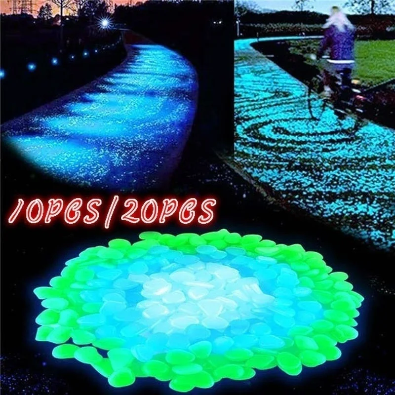 10pcs/20pcs/bag Garden Ornaments Stone Glow In The Dark Garden Luminous Pebbles