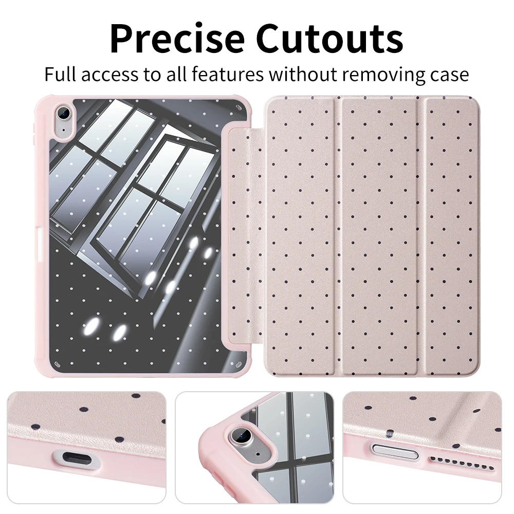 Sleek Black Polka Dots Trifold Magnetic Smart Cover