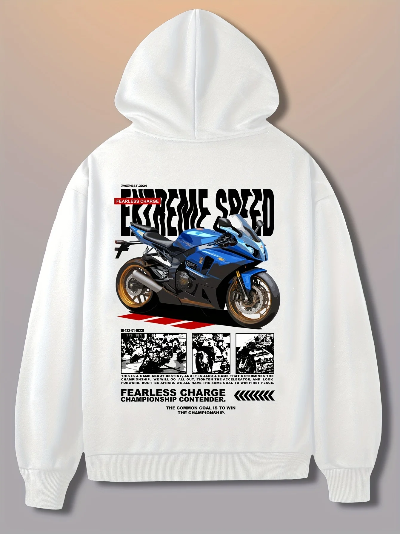Racing Motorcycle Print Trendy Men Women Hooded Sweatshirt Autumn Winter Daily Outdoor Vacation Fitness Casual Loose Sportswear