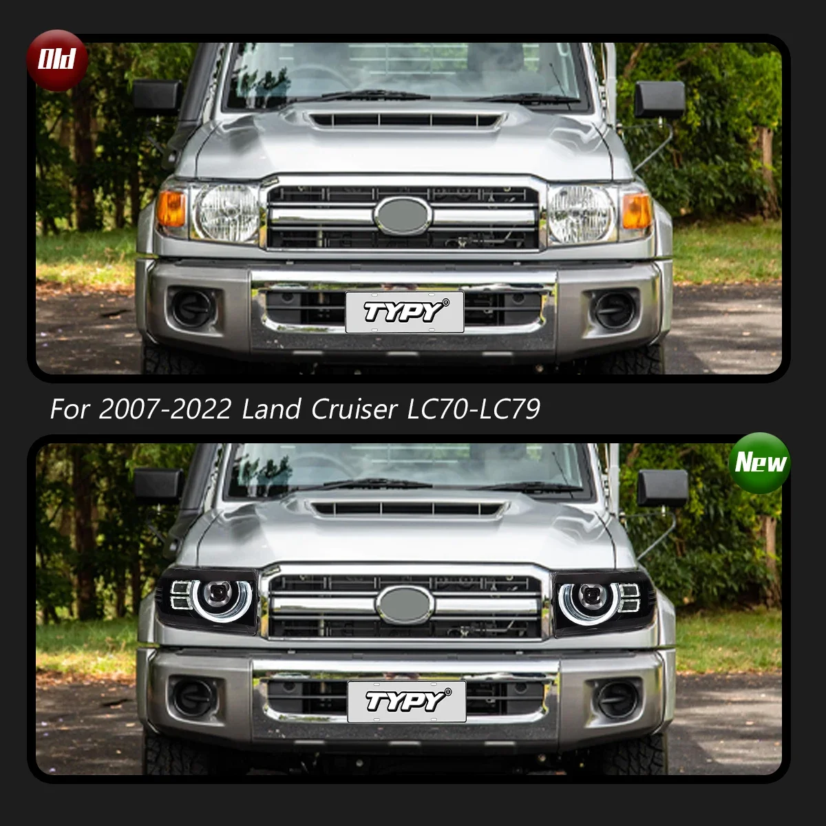 도요타 랜드 크루저용 자동차 스타일링 헤드램프 어셈블리, LC70-LC79 2007-2020 업그레이드, 새로운 다이나믹 헤드라이트로 수정