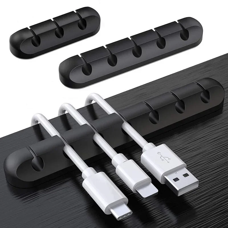 Clips Cable Winder Desktop Self Adhesive USB Charging Cable Holder Wire Wrapped Cord Table Organizer Office Supplies