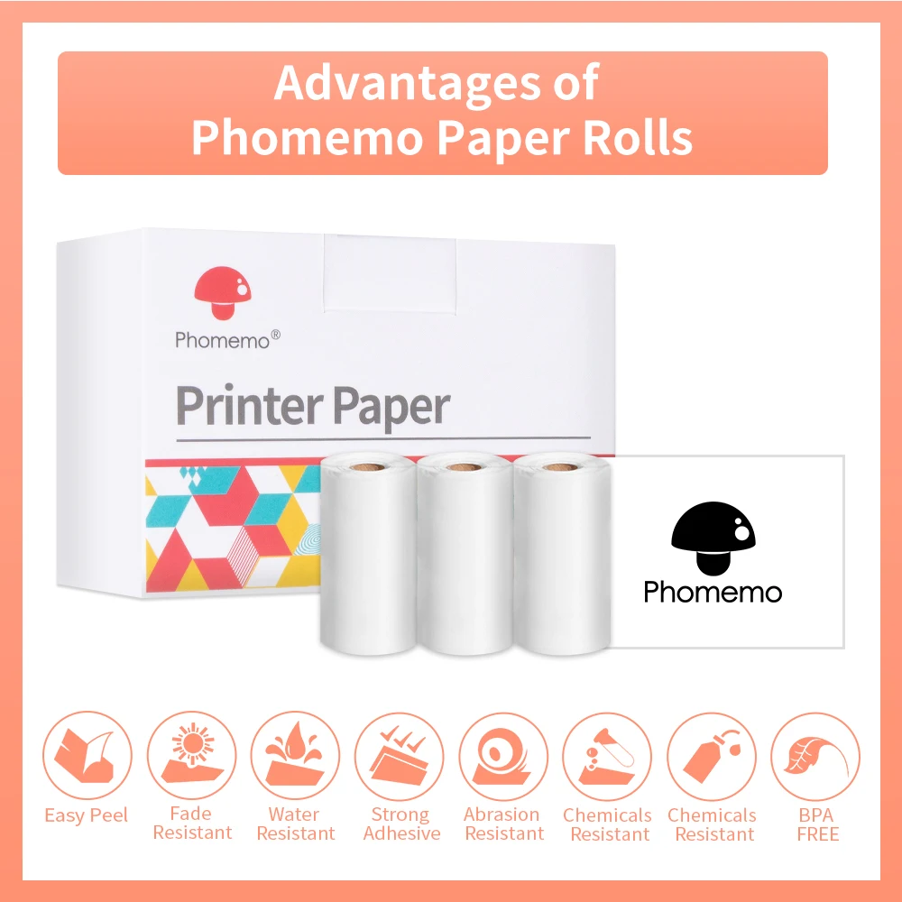 Thermal Paper Gold Sticker Colorful Paper 53mm x 3.5m For Phomemo M02/M02S/M02Pro Pocket Printer 3 Roll/Box