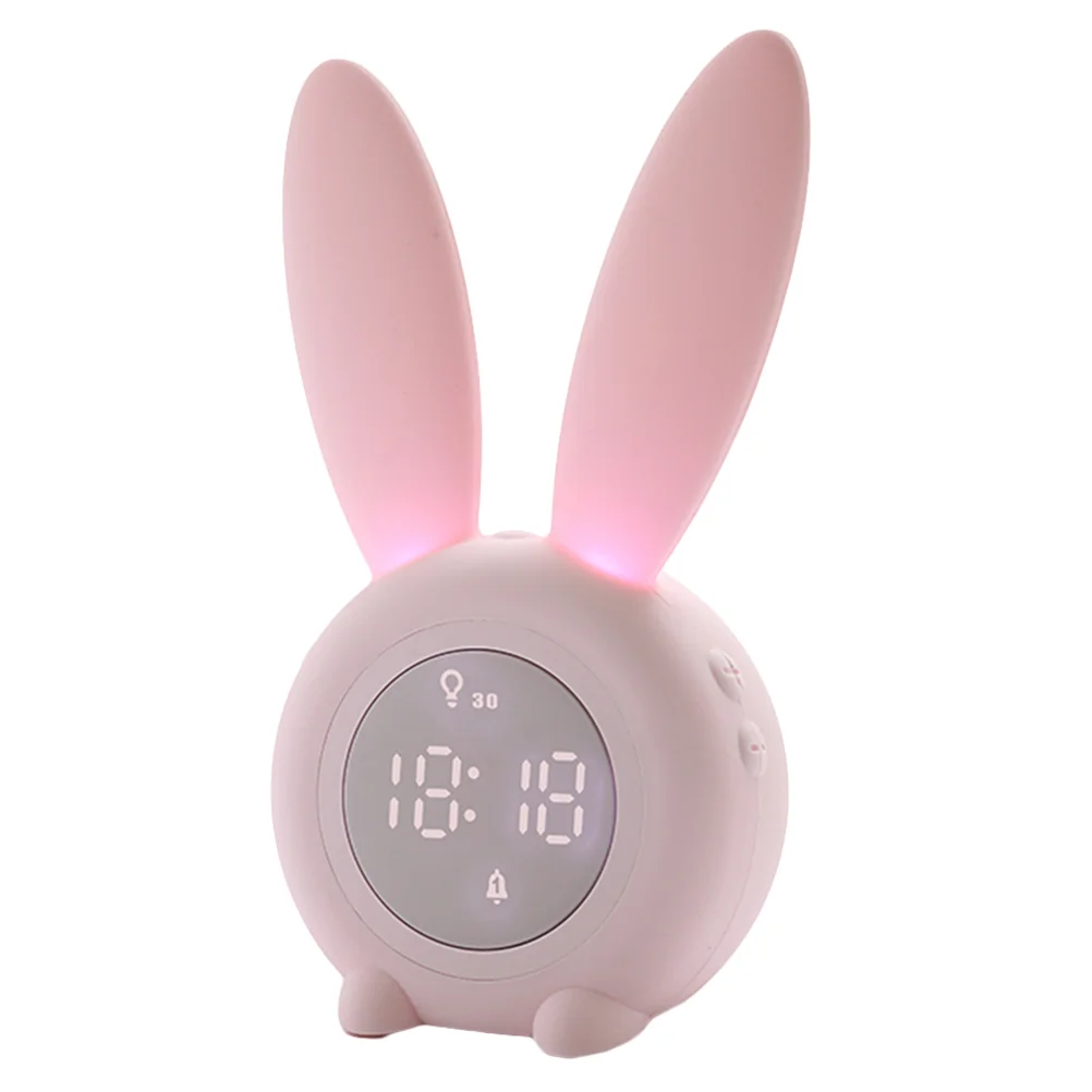 

Plastic Alarm Clock Small Desktop Clock Rabbit Ear Style LED Night Light Alarm Clock Magnetic Hanging Clock with USB