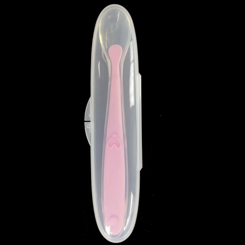 Baby Soft Silicone Spoon with Storage Box Children Feeding Learning Training Feeder Utensils