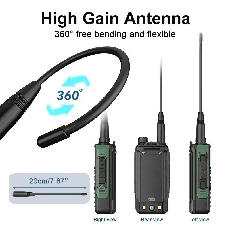 2PCS Baofeng UV16M V2 Walkie Talkie 15W 50KM Long Range 999CH Ham AM/FM Radios UHF VHF TypeC Charge Noise Reduction 2-Way Radio 4