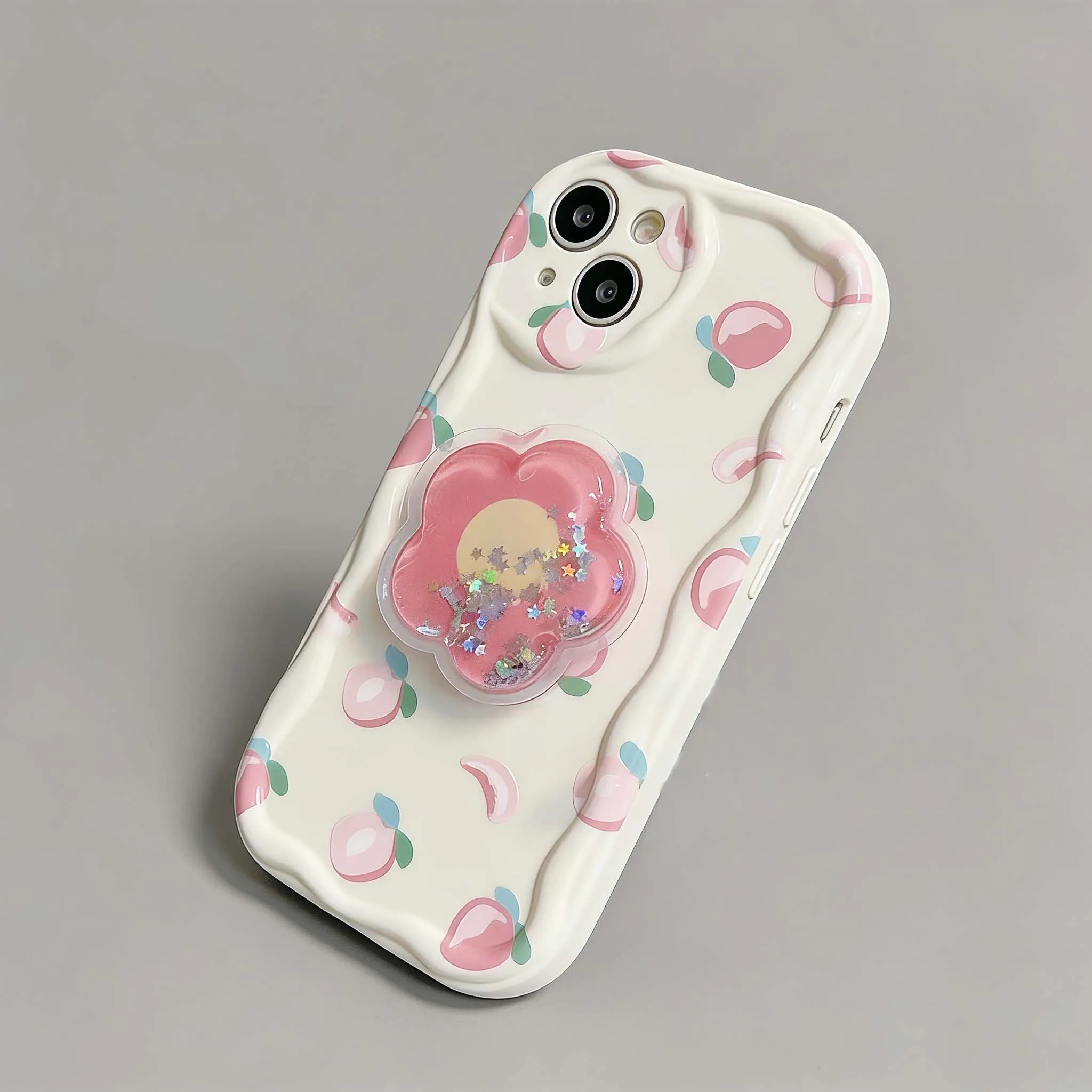 Korean Flower Bracket Holder 3D Wave Phone Case Cover