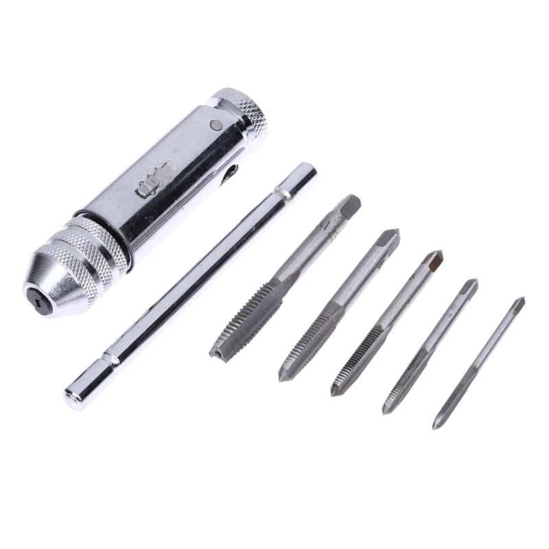 

Adjustable T-Handle Ratchet Tap Holder Wrench for w/ 5pcs M3-M8 Machine Screw