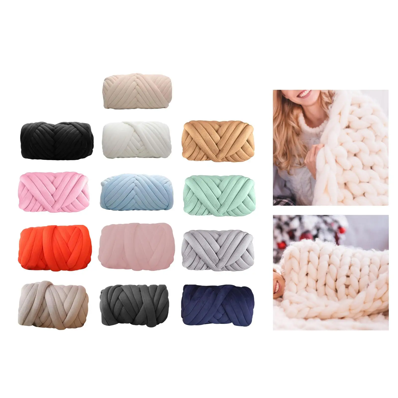 Cotton Polyester Chunky Yarn Jumbo Tubular Yarn Crocheting Tube Giant Soft Yarn Hand Knit Weight Yarn for Throw Blanket Baskets 4