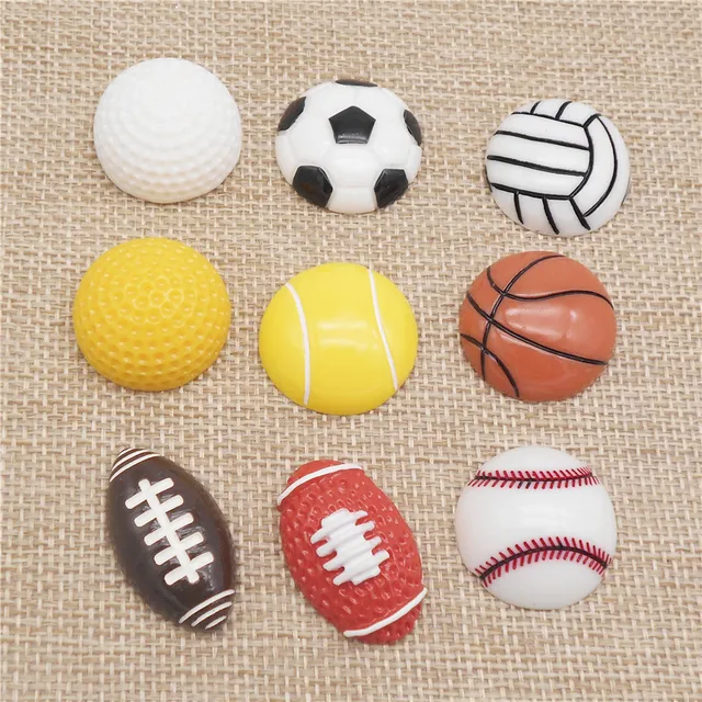 9PCS Flatback Resin Sports Ball Cabochon Rugby Basketball Football Volleyball Golf Tennis Cameo Jewelry Accessory Decor 2