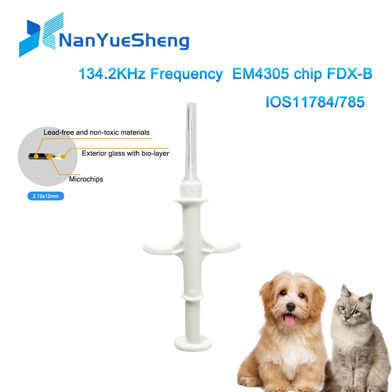 20pcs 2.12*12mm RFID Animal Microchip Syringe ICAR ISO11784/5 FDX-B 134.2khz RFID injector Animal Microchip Cat Dog Syringe
