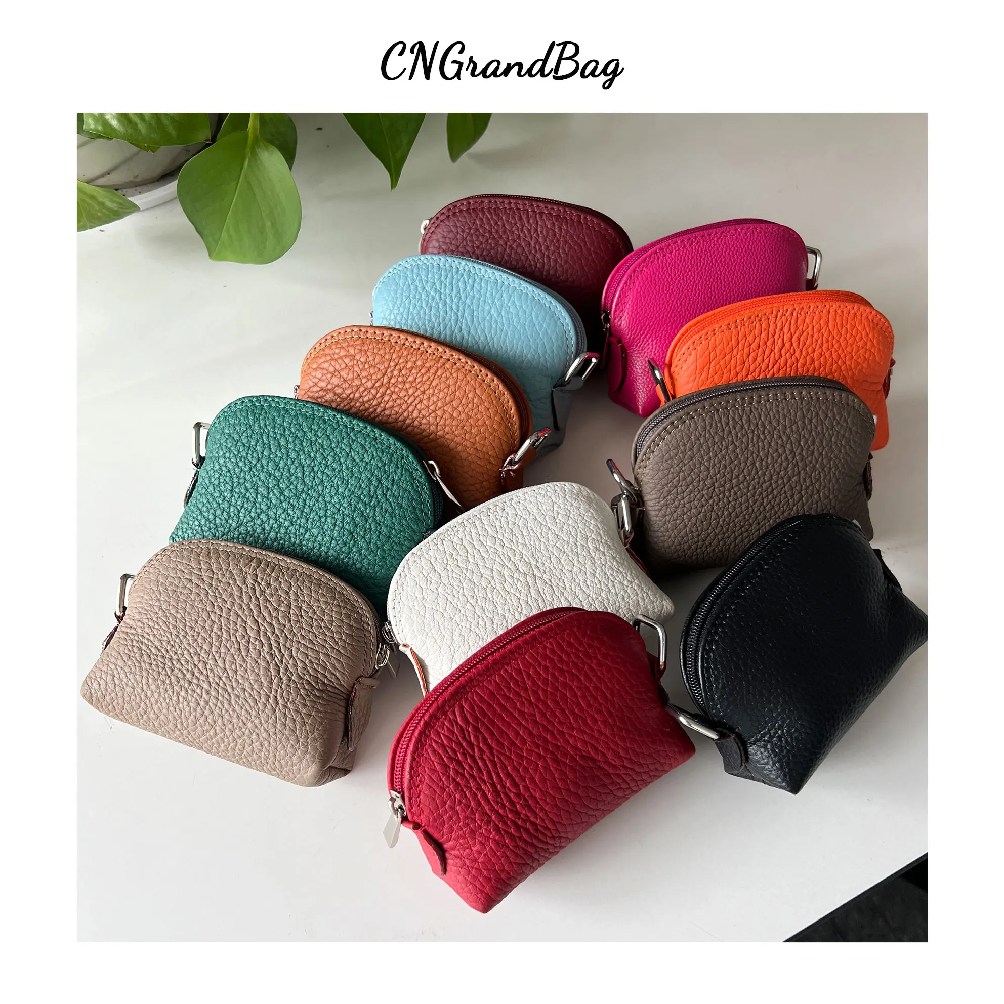 CustomLetterGenuinePebbleLeatherShellBagSimpleLadiesZipper