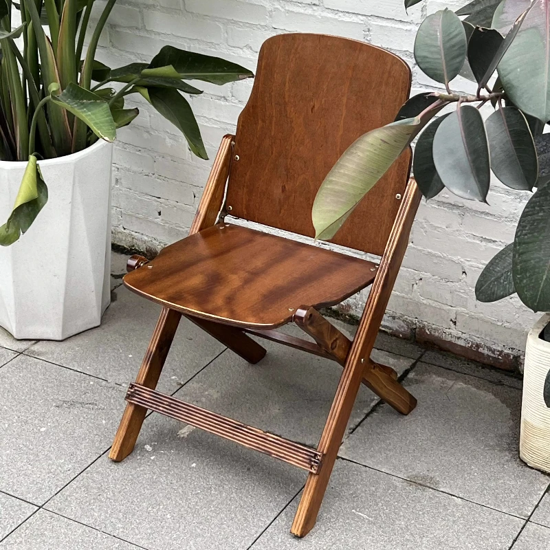 Vintage Solid Wood Living Room Chair Durable Painted Folding Seat Cafe and Dessert Chair Sturdy Home Furniture for Indoor Use