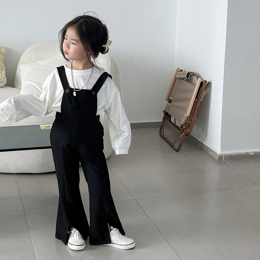 4568C Kinderen Band 2023 Lente Nieuwe Split Hoorn Bib Broek Koreaanse Casual Bretels Broek Overalls| | - AliExpress