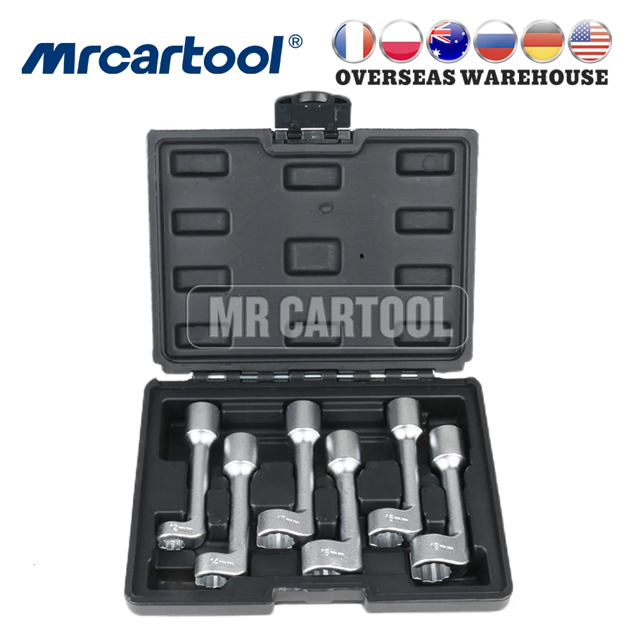 

MR CARTOOL 6PCS 1/2" Drive L-Type Open Ended Ring Wrench Socket Set Special Wrench Tool For Nuts And Bolts 12/14/16/17/18/19mm