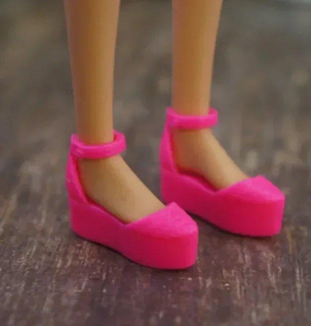 Stylish Black and Red High Heel Doll Shoes