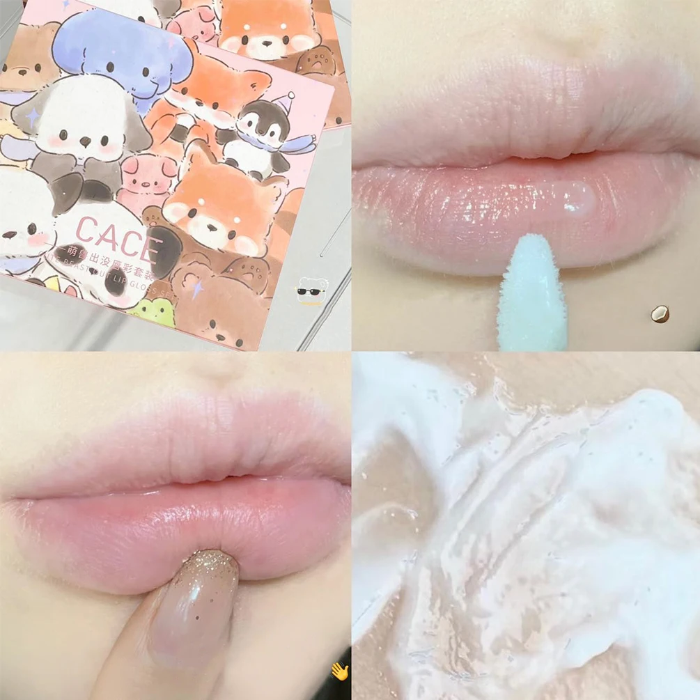 6pcs/set Lip Gloss Cute Box Girls Gift Matte Long Lasting Non-stick Cup Lipgloss Cigarette Tube Lipstick Lip Makeup Cosmetics 3