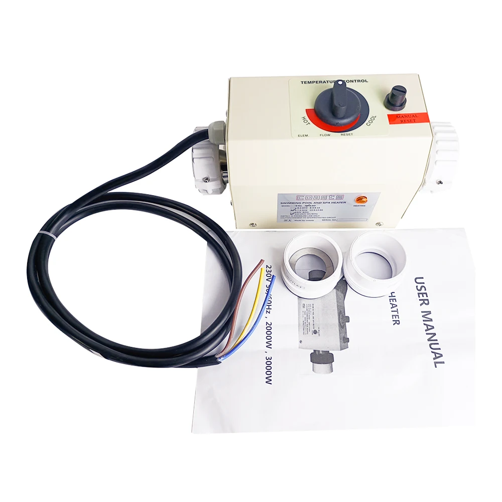 Chauffe-piscine électrique 2KW Avec Thermostat - Pour Piscine Hors-sol, Spa, Réglage Température 6-53°C